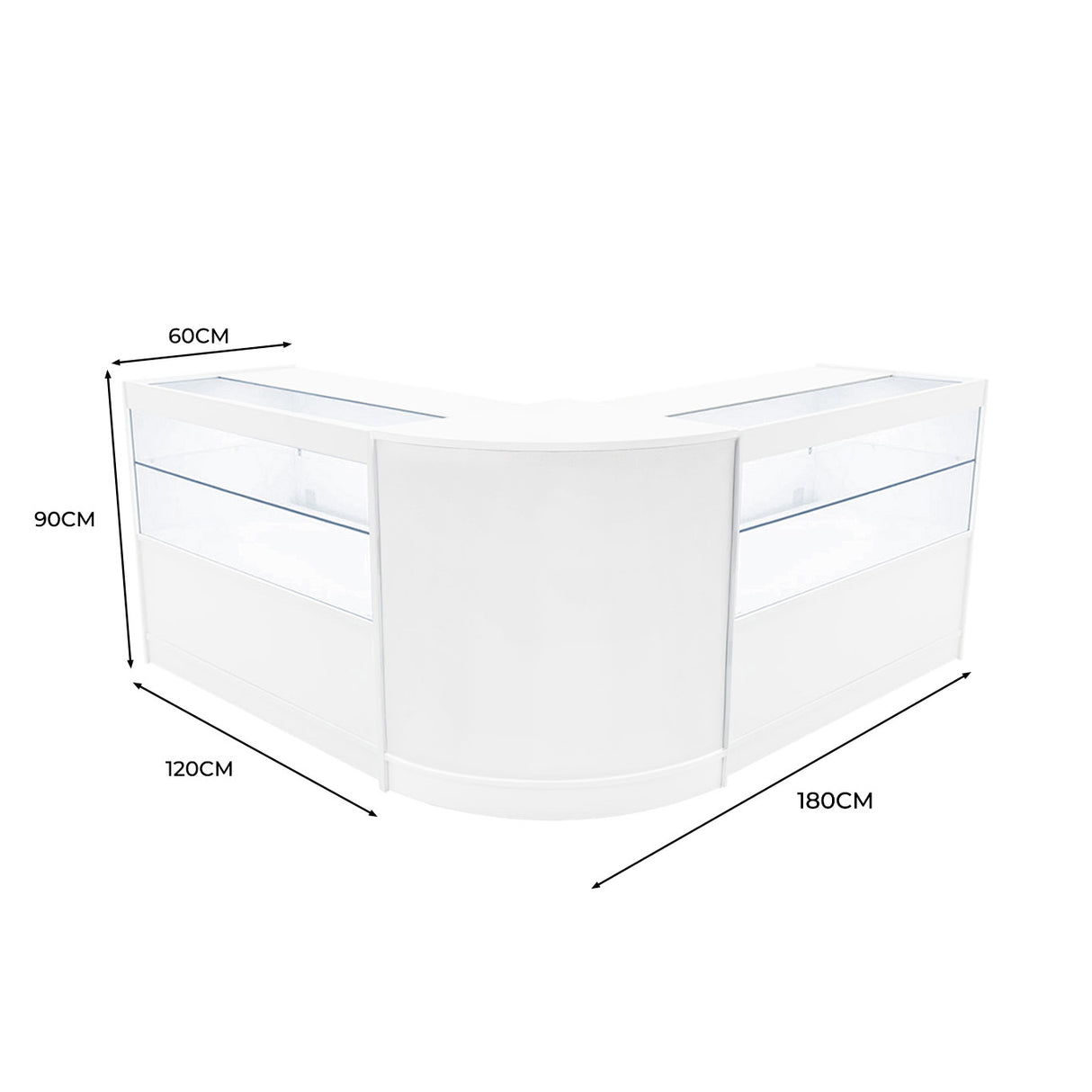 Set Mostradores Comerciales con Luz LED "SELENE" CM60+ 2x C1200 – Blanco