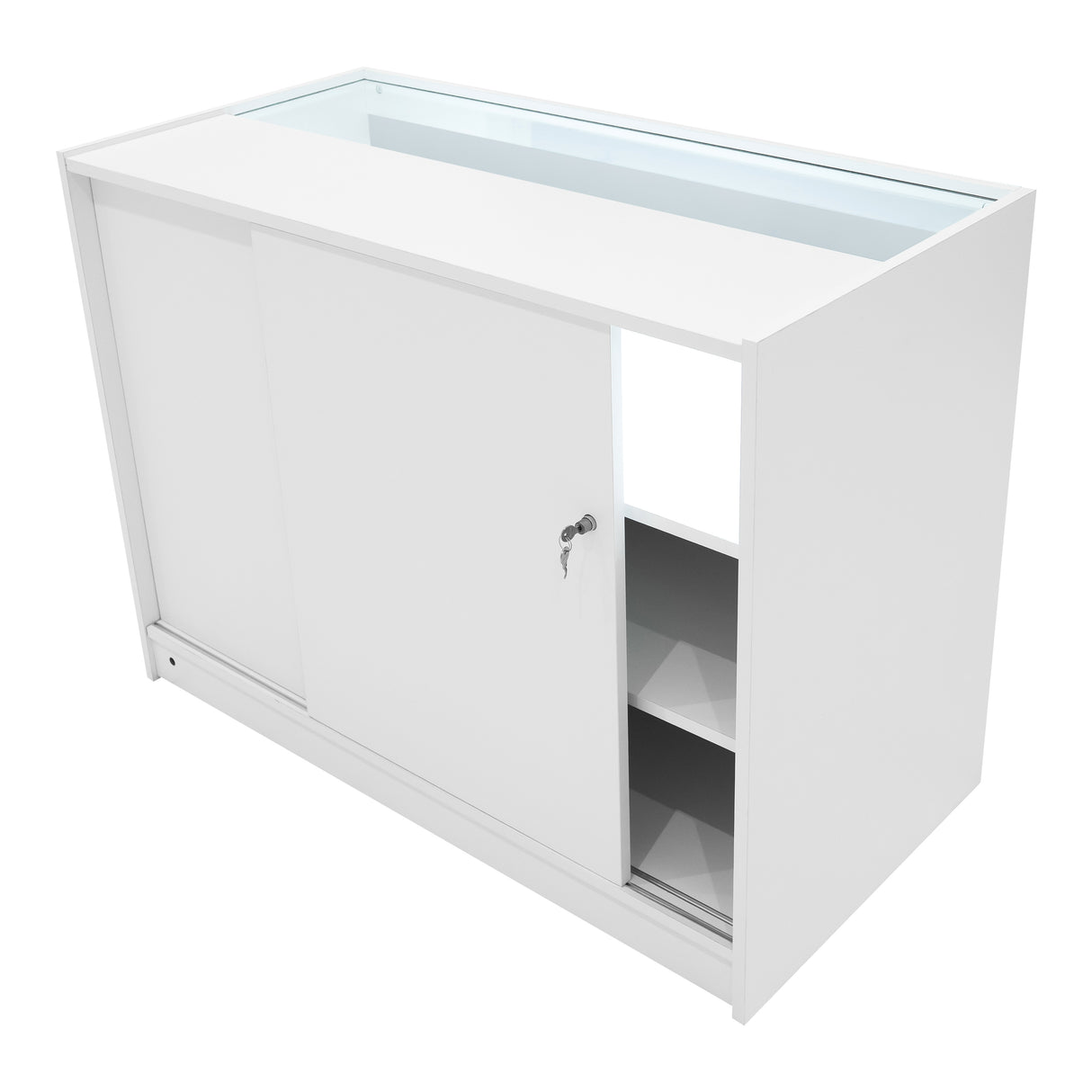 Set Mostradores Comerciales con Luz LED "LUNA" CM60 + 2xB1200 + TB60 – Blanco