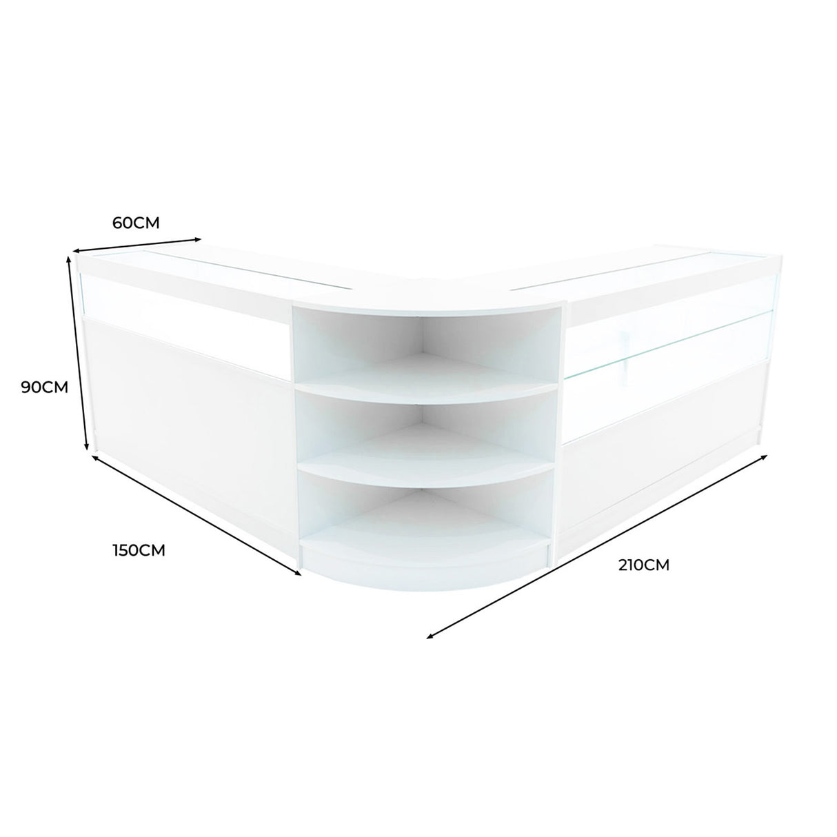 Set Mostradores Comerciales con Luz LED "HARMONIA" LM60 + B1500 + C1500 – Blanco