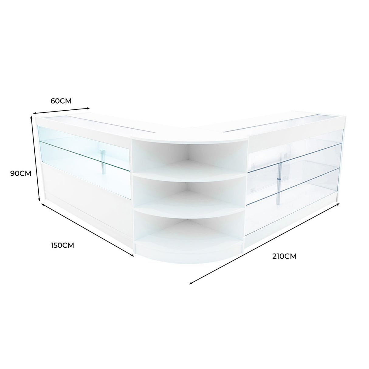 Set Mostradores Comerciales con Luz LED "CALLIOPE" LM60 + K1500 + C1500 – Blanco