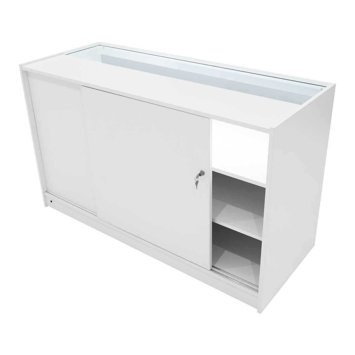 Set Mostradores Comerciales con Luz LED "ASTRO" LM60 + 2xK1500 + TB60 – Blanco