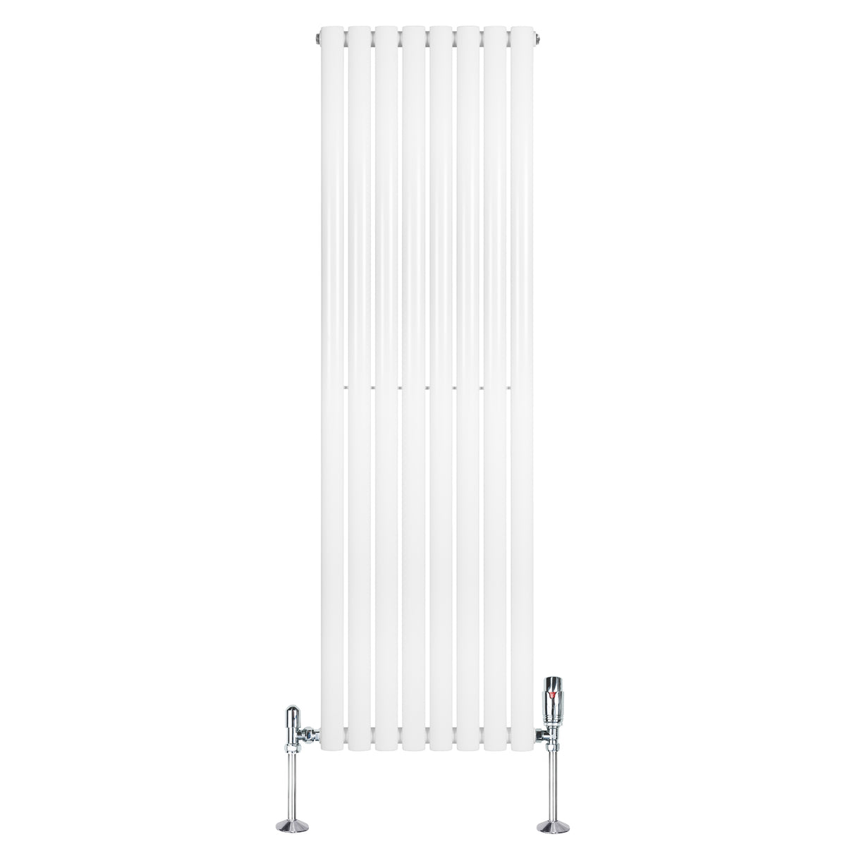 Radiador de columna ovalado blanco de 1600 mm x 480 mm, con válvulas cromadas y diseño moderno y elegante, ideal para cualquier espacio