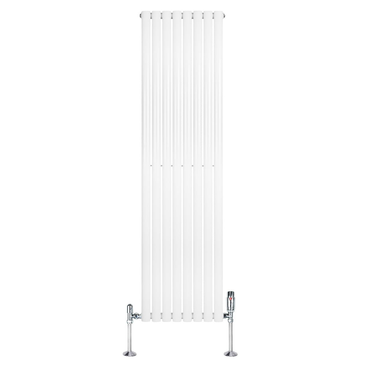 Radiador de columna ovalado blanco de 1800 mm x 480 mm con válvulas cromadas, diseño elegante y moderno, ideal para cualquier espacio