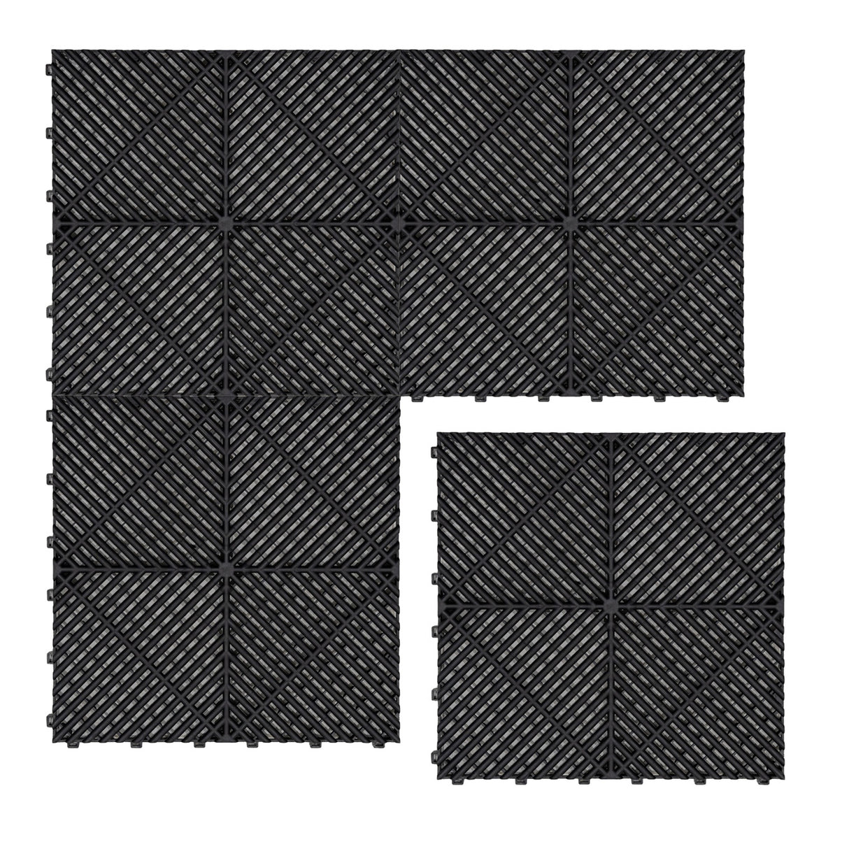Baldosas de polipropileno negras con canales de ventilación, diseño en relieve, ideales para suelos exteriores o interiores
