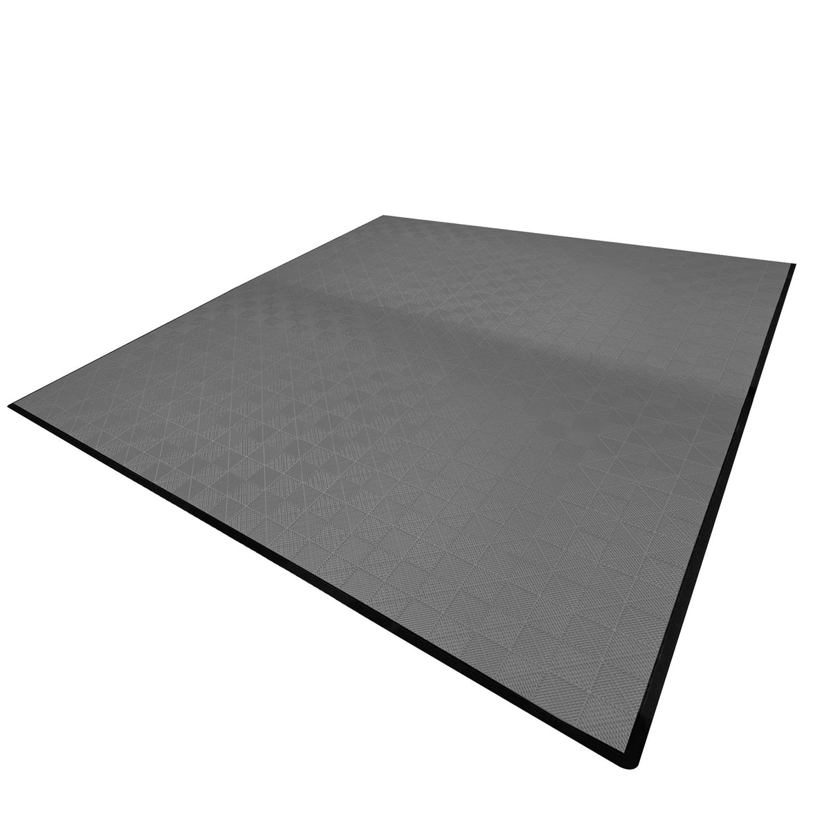 Baldosas de polipropileno gris con textura de canales de ventilación y bordes, ideales para suelos interiores y exteriores