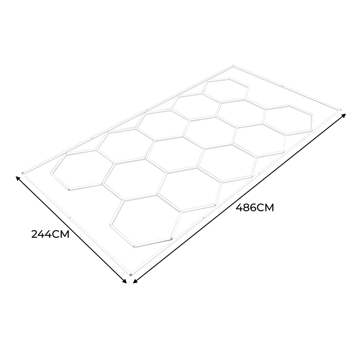 Baldosas hexagonales de polipropileno en azul y gris, con bordes, medidas 486cm x 244cm, ideales para decoración y suelos interiores