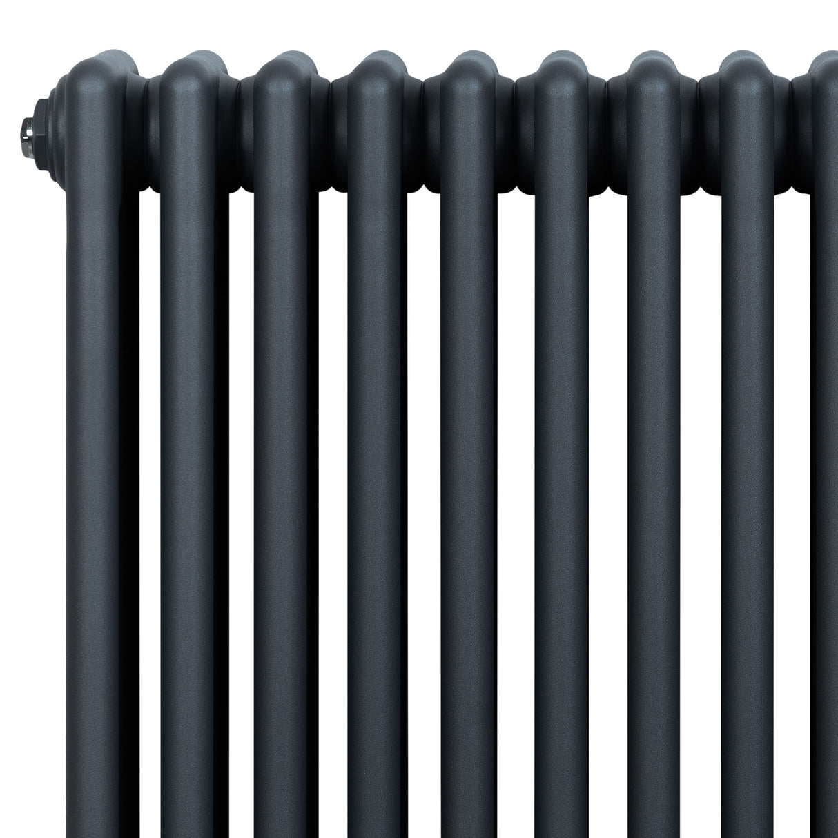 Radiador tradicional de 4 columnas en gris antracita, con un acabado liso y elegante, ideal para calefacción en espacios modernos