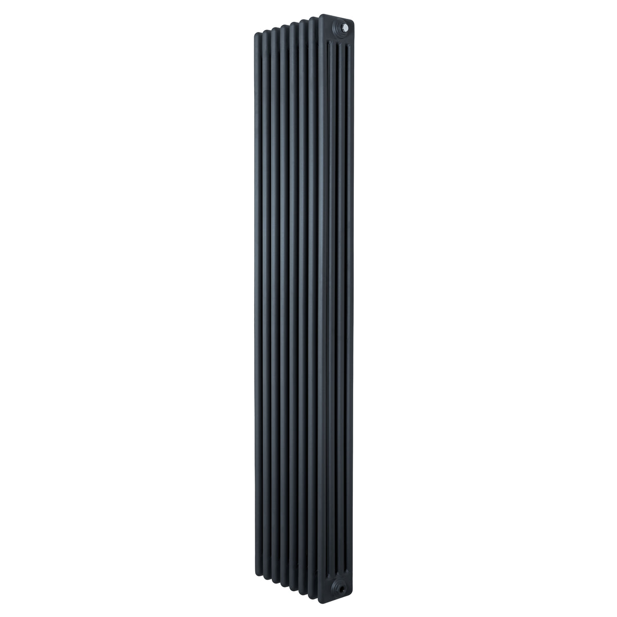 Radiador tradicional de 4 columnas en gris antracita, con un diseño vertical y acabado liso, ideal para espacios modernos y elegantes