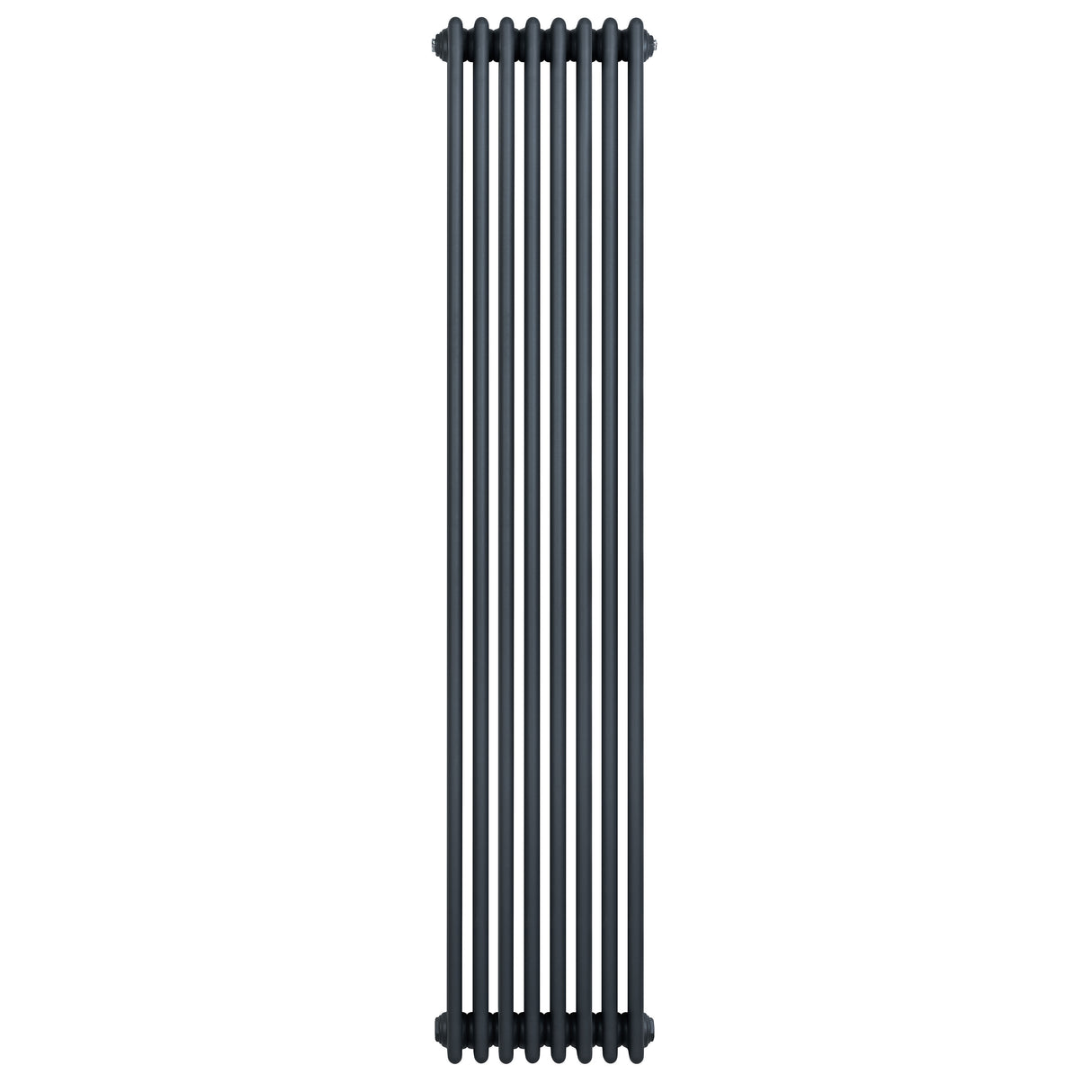 Radiador tradicional de 4 columnas en gris antracita, con un diseño vertical y acabado liso, ideal para calefacción eficiente