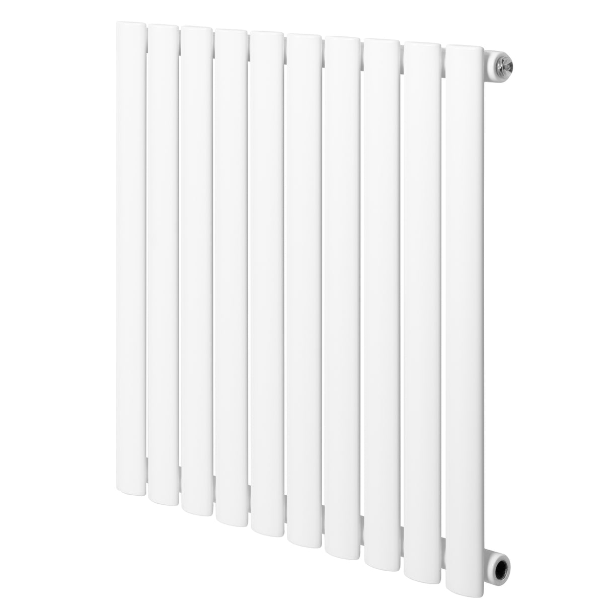 Radiador de columna ovalado blanco de 600 mm x 600 mm, con diseño moderno y acabado liso, ideal para calefacción eficiente