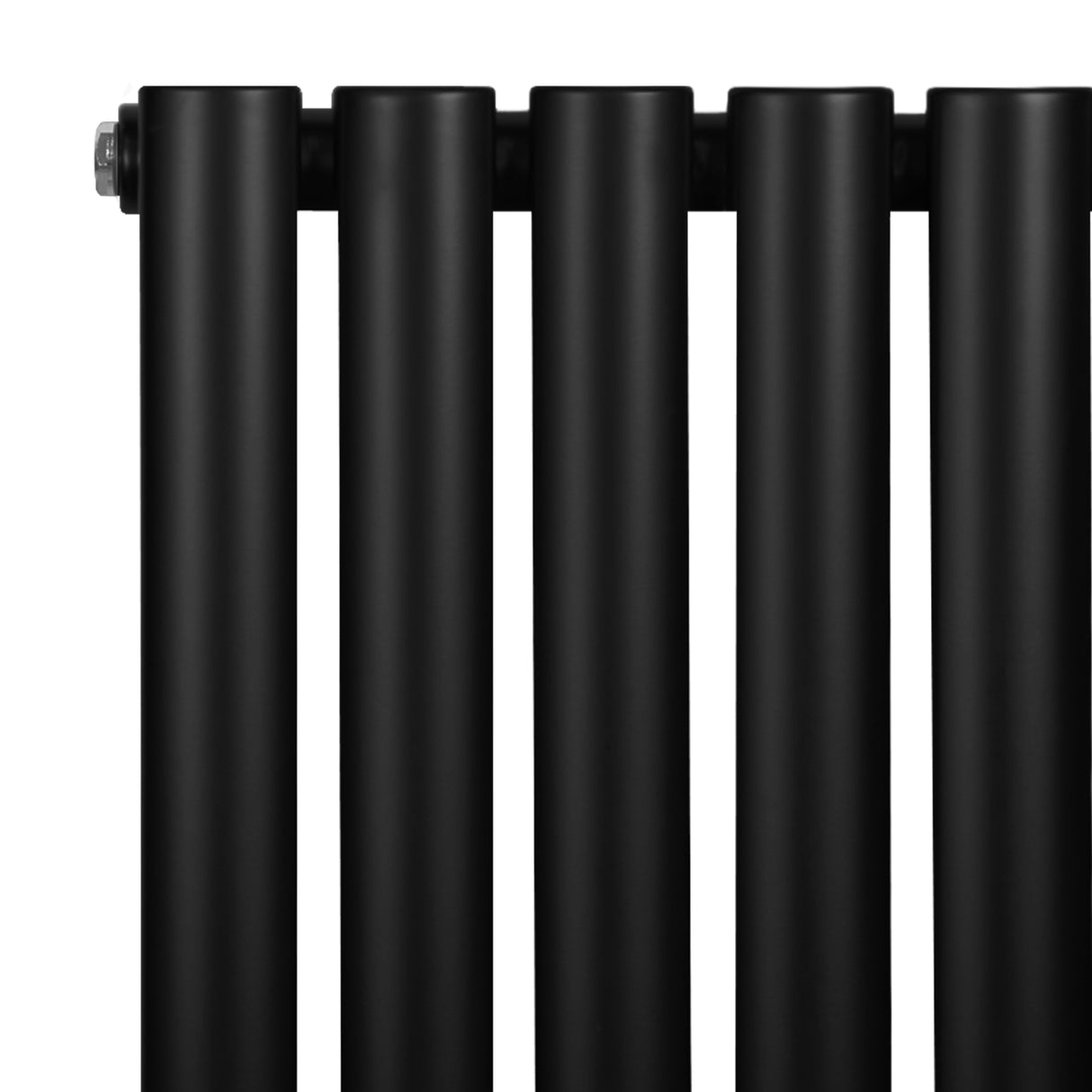 Radiador de columna ovalado en color negro, con acabado mate y diseño elegante, ideal para calefacción en espacios modernos