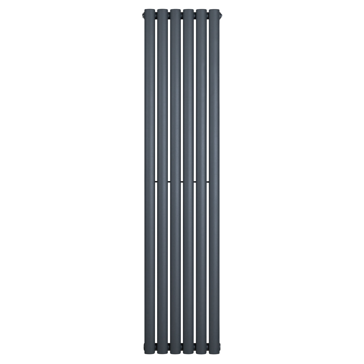 Radiador de columna ovalado en gris antracita, con un diseño elegante y moderno, ideal para espacios contemporáneos y eficientes