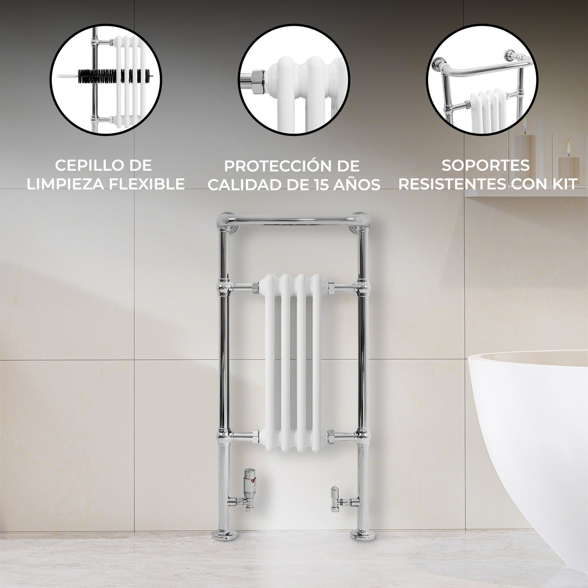 Radiador Toallero Tradicional – 950mm x 480mm – Blanco