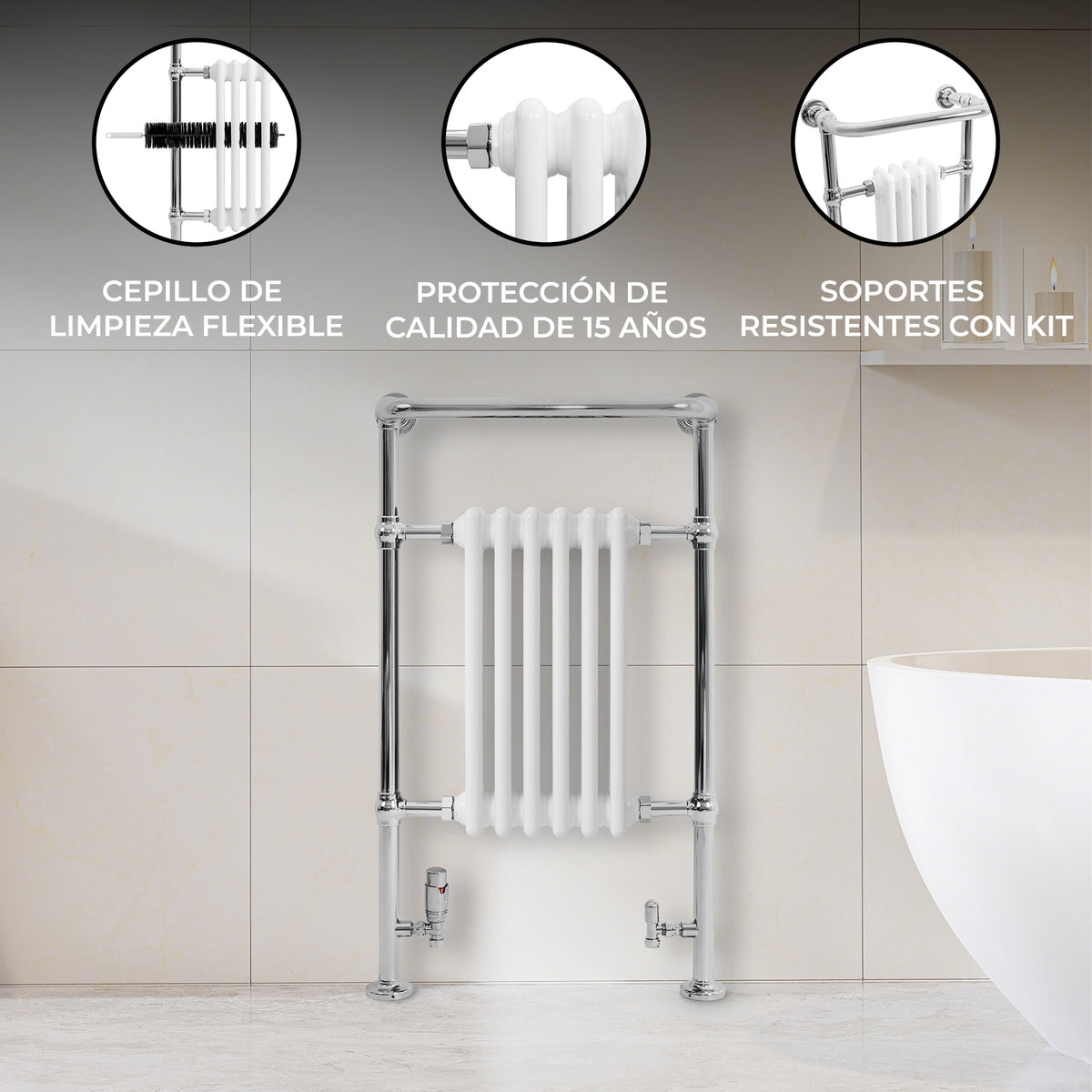 Radiador Toallero Tradicional – 950mm x 570mm – Blanco