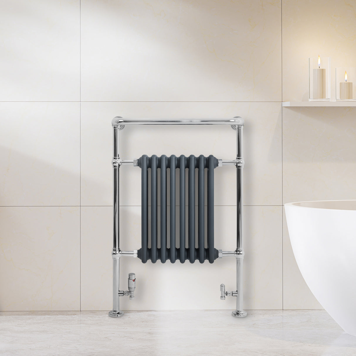 Radiador Toallero Tradicional – 950mm x 660mm – Gris Antracita