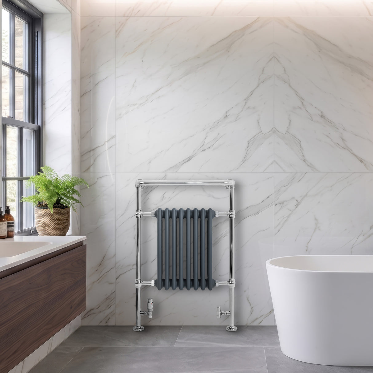 Radiador Toallero Tradicional – 950mm x 660mm – Gris Antracita