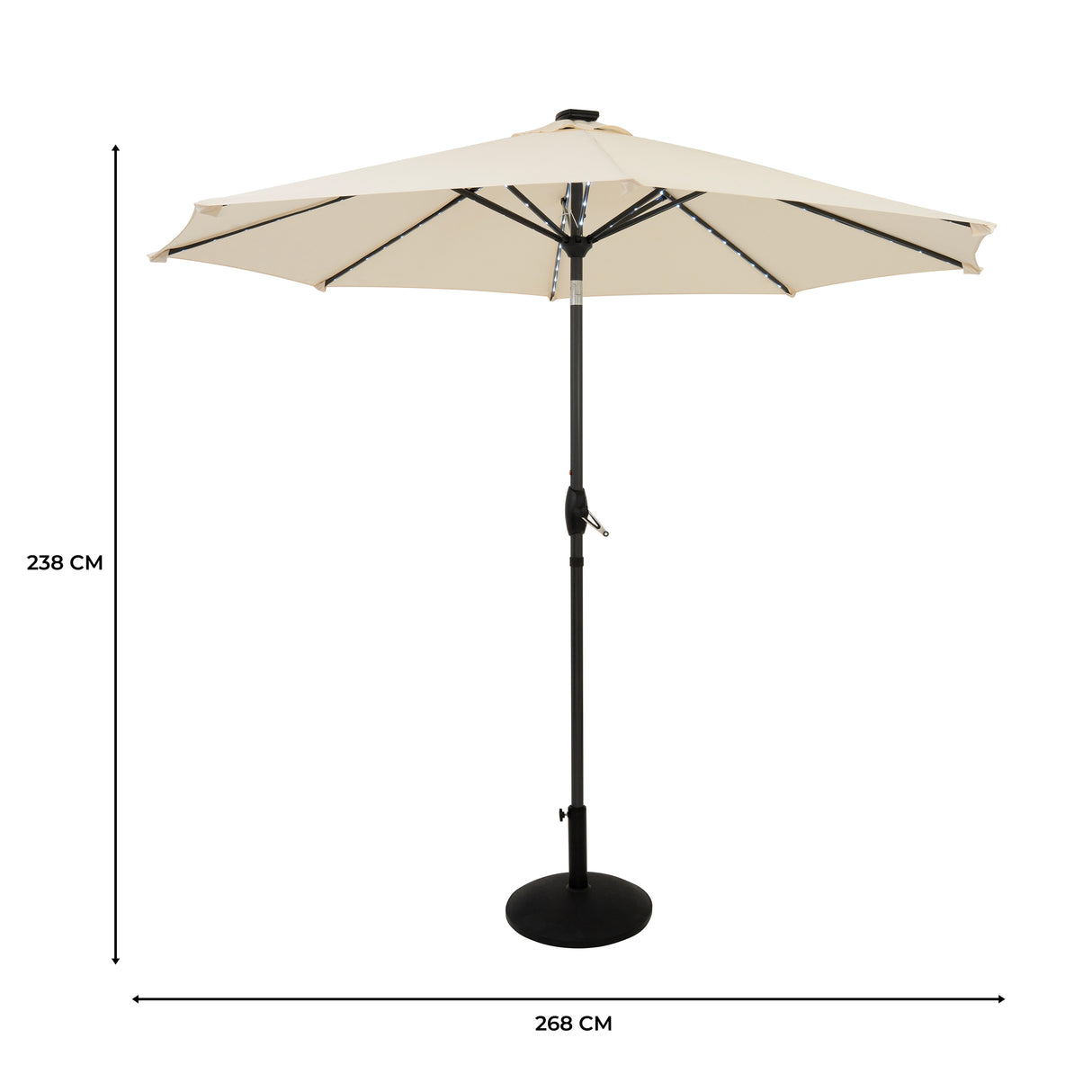 Parasol LED Inclinable 2,7 m con Base – Crema
