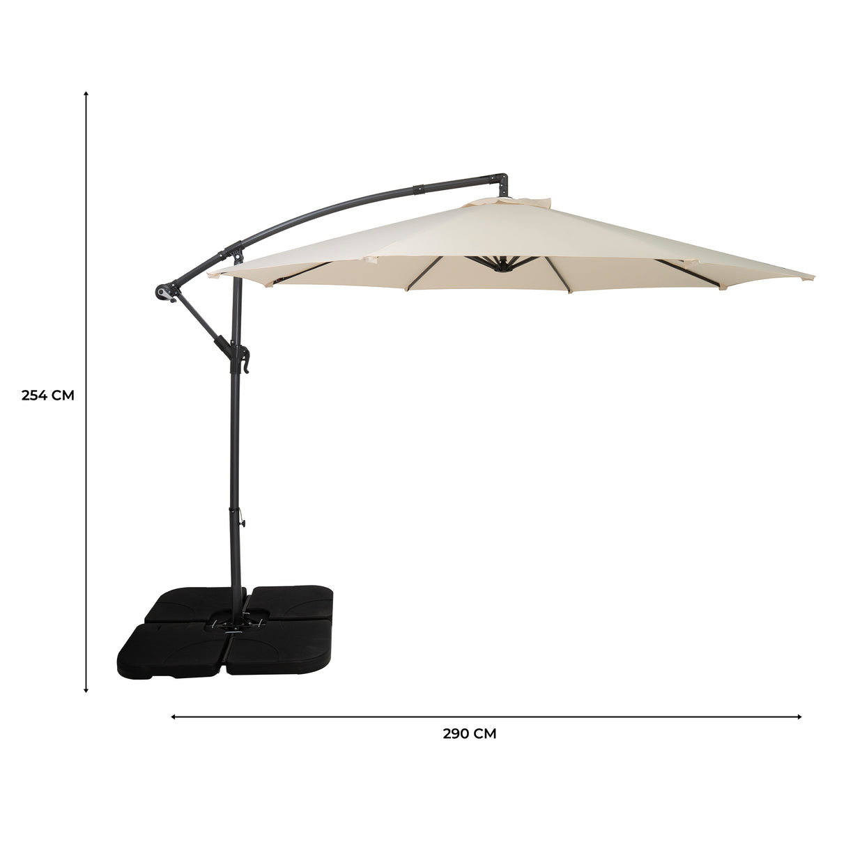 Parasol Excéntrico de 3 m con Base Cuadrada – Crema