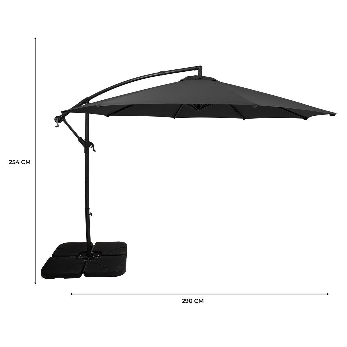 Parasol Excéntrico de 3 m con Base Cuadrada – Gris