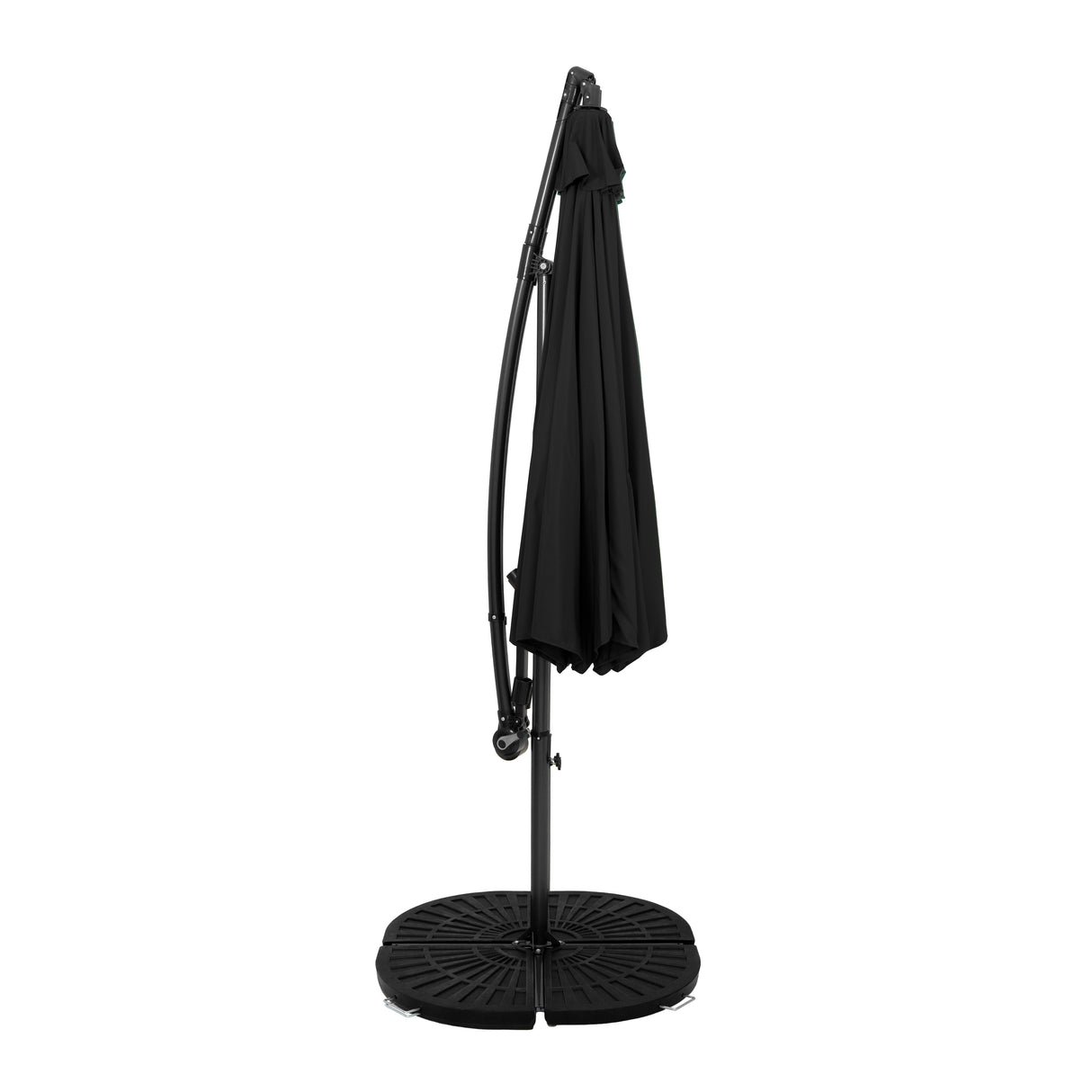 Parasol Excéntrico de 3 m con Base de Medio Abanico – Negro