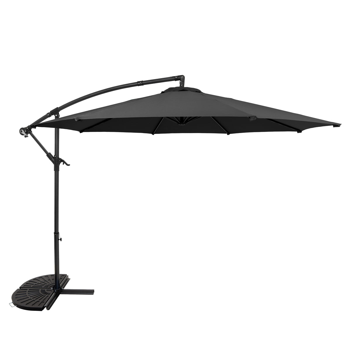 Parasol Excéntrico de 3 m con Base de Medio Abanico – Gris