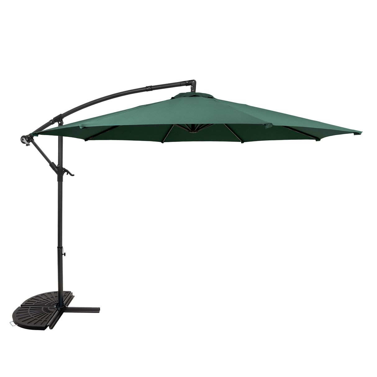 Parasol Excéntrico de 3 m con Base de Medio Abanico – Verde