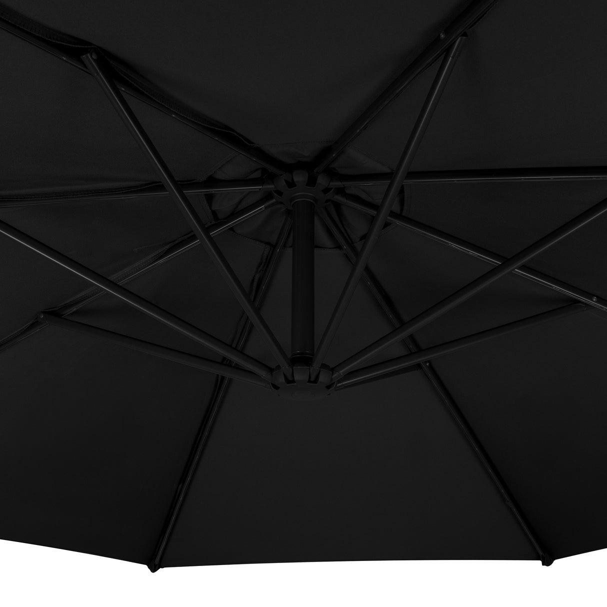 Parasol Excéntrico de 3 m con Base de Abanico Completo – Negro
