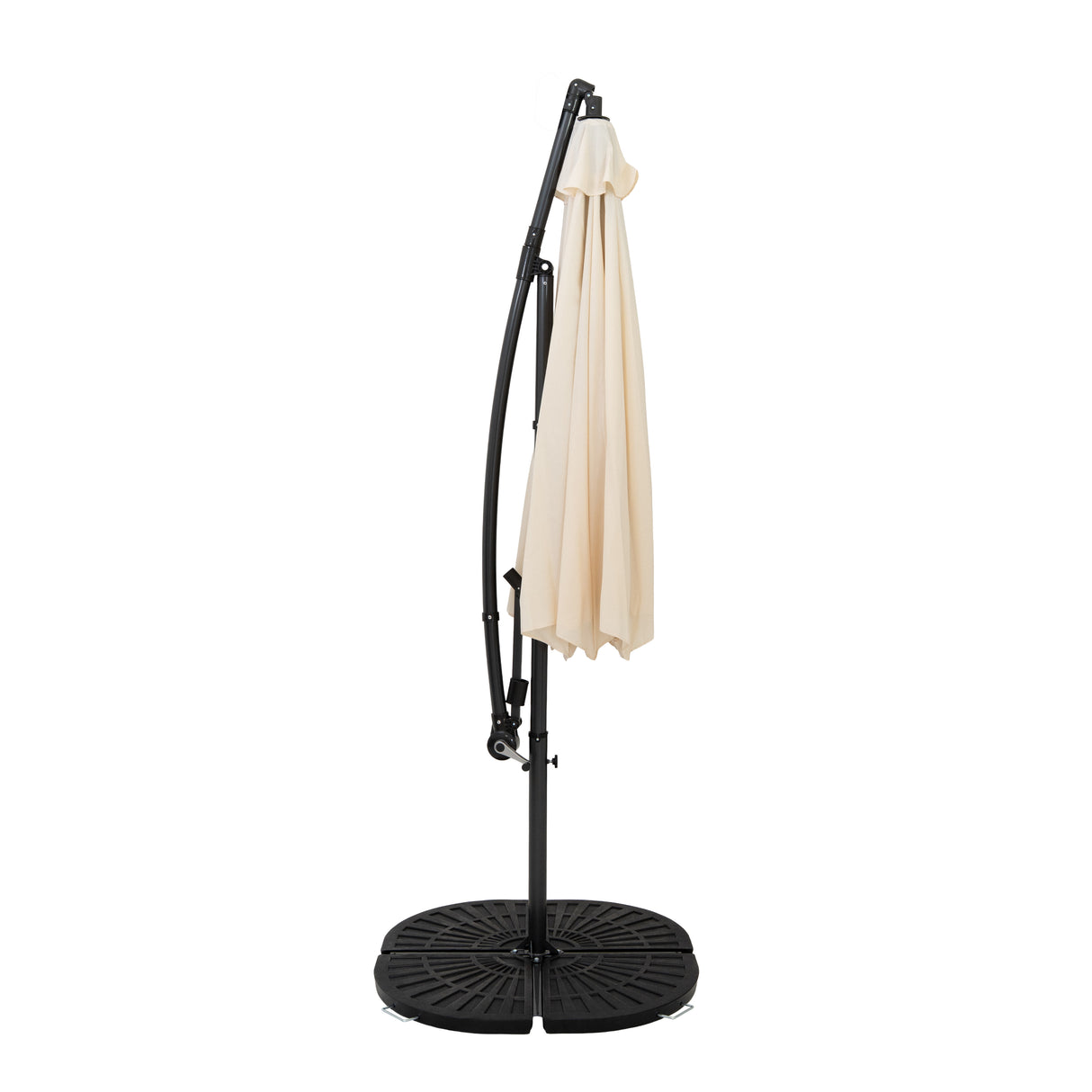 Parasol Excéntrico de 3 m con Base de Abanico Completo – Crema