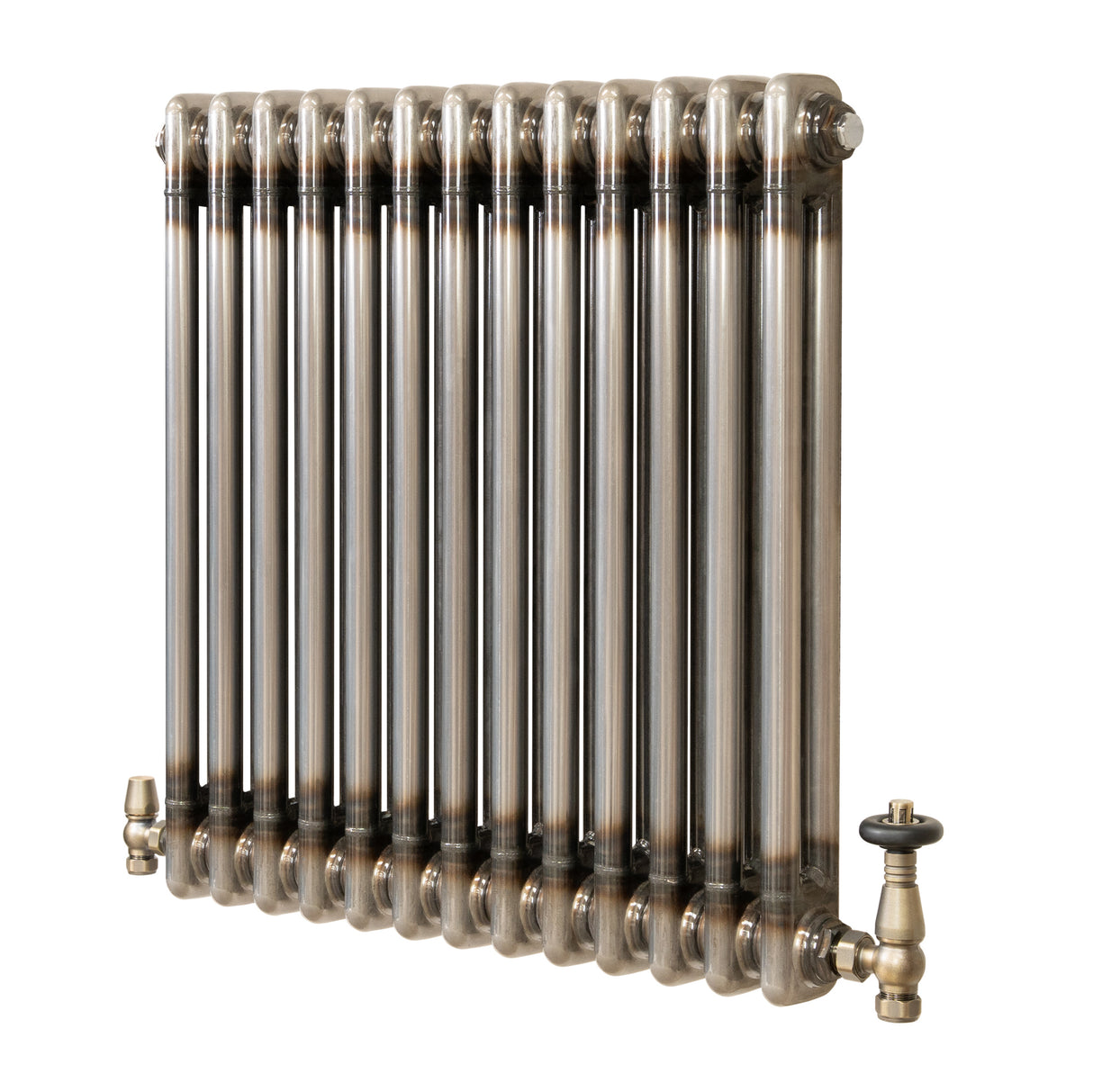 Radiador Tradicional de 2 Columnas y Válvulas - 600 x 605mm - Metal Crudo