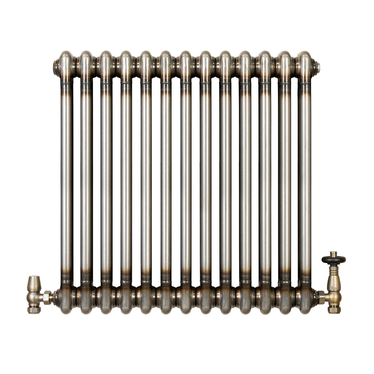 Radiador Tradicional de 2 Columnas y Válvulas - 600 x 605mm - Metal Crudo