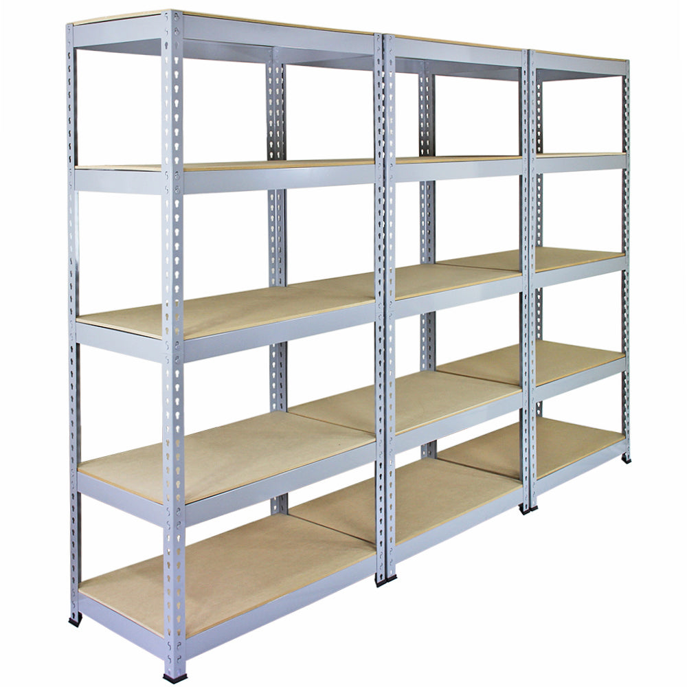 Monster Racking - 3 Estanterías Q-Rax de Acero Sin Tornillos Grises 90cm x 50cm x 182,5cm