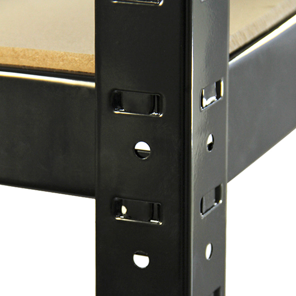 3 Estanterías de Acero Inoxidable Negras 90cm de Ancho