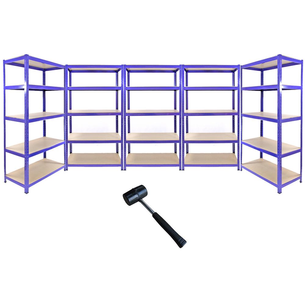 5 Estanterías T-Rax de Acero Azules 90cm x 45cm x 180cm