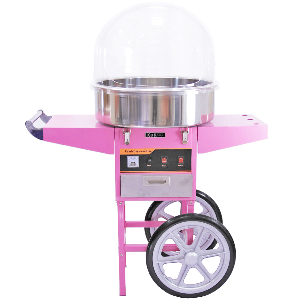 KuKoo Máquina de Algodón de Azúcar con Carrito y Cúpula Protectora