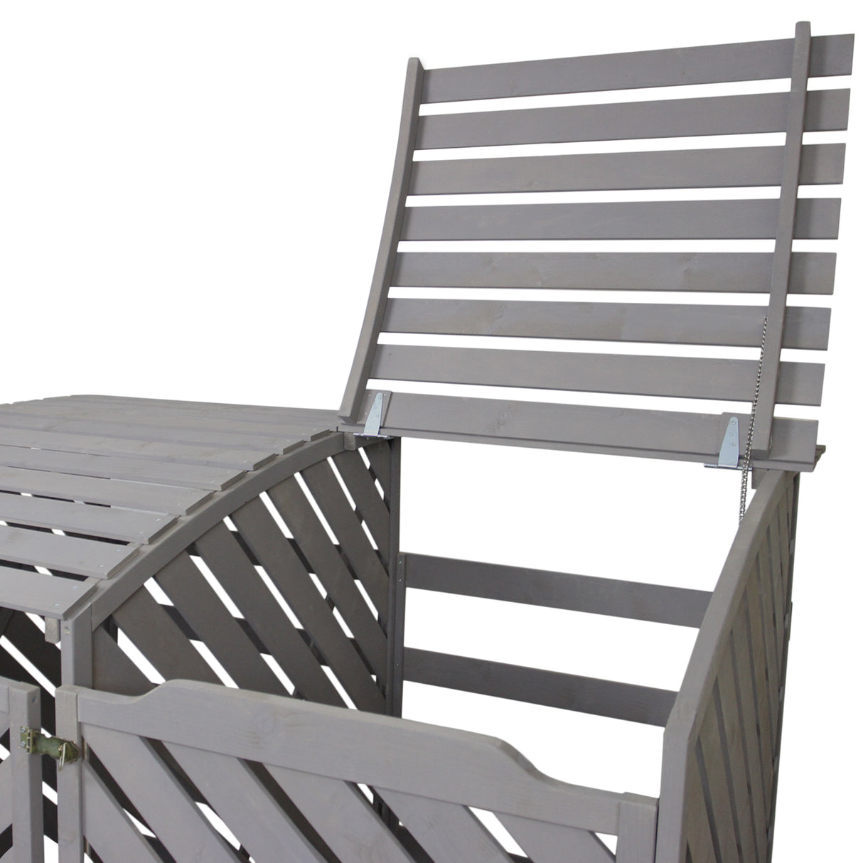 Doble Cobertizo Contenedor de Basura Madera Gris Lavado Almacenamiento Exterior