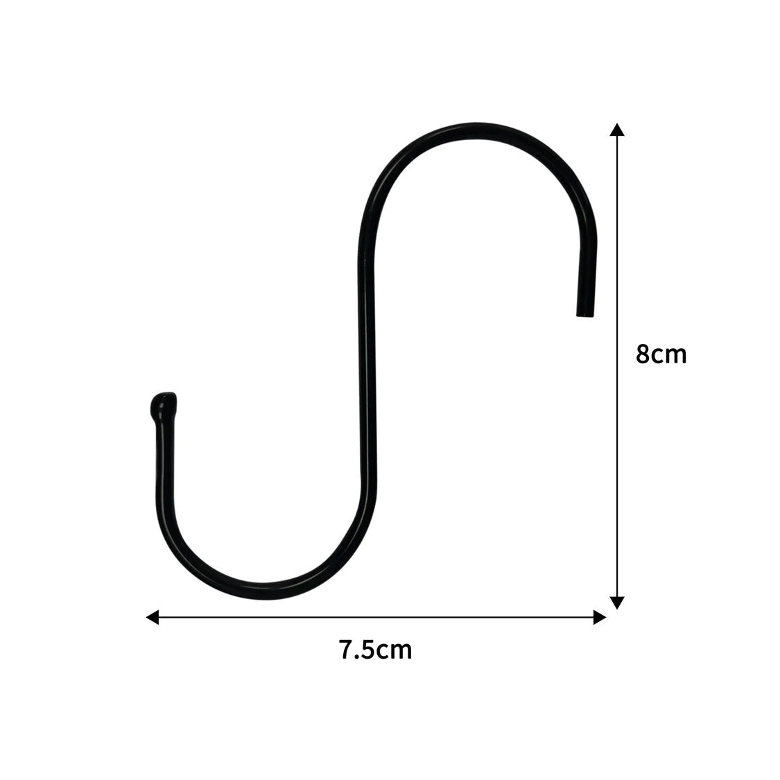 Ganchos colgantes de acero en forma de S - Negro x 8