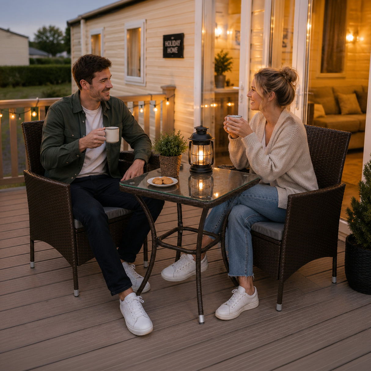 Bistro Set Ratán 3 Piezas Silla de Jardín al Aire Libre Mesa Patio Comedor Balcón Marrón