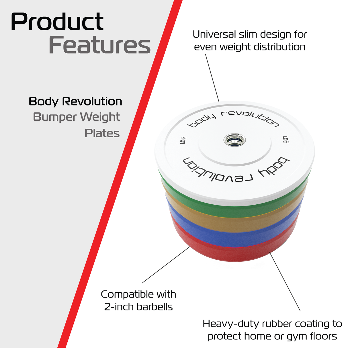 Juego de 2 Discos Bumper Olímpicos de 10 kg Body Revolution – Verde