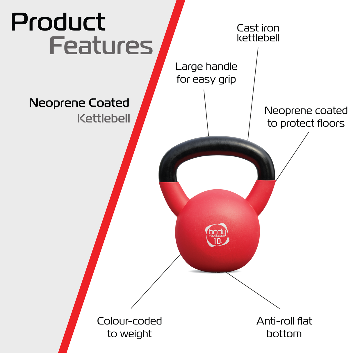 Pesa Rusa Kettlebell de Neopreno Body Revolution - 10kg