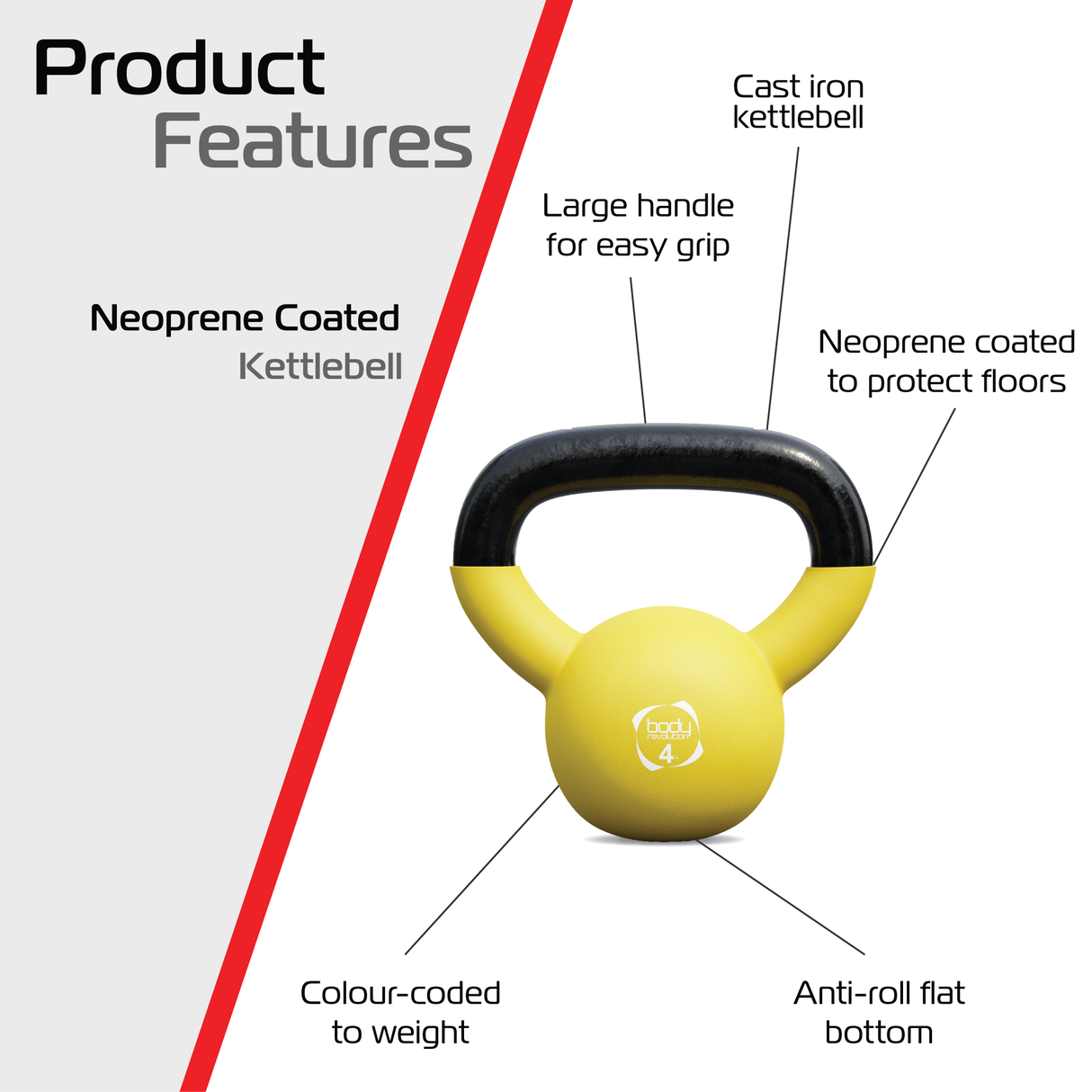 Pesa Rusa Kettlebell de Neopreno Body Revolution - 4 kg