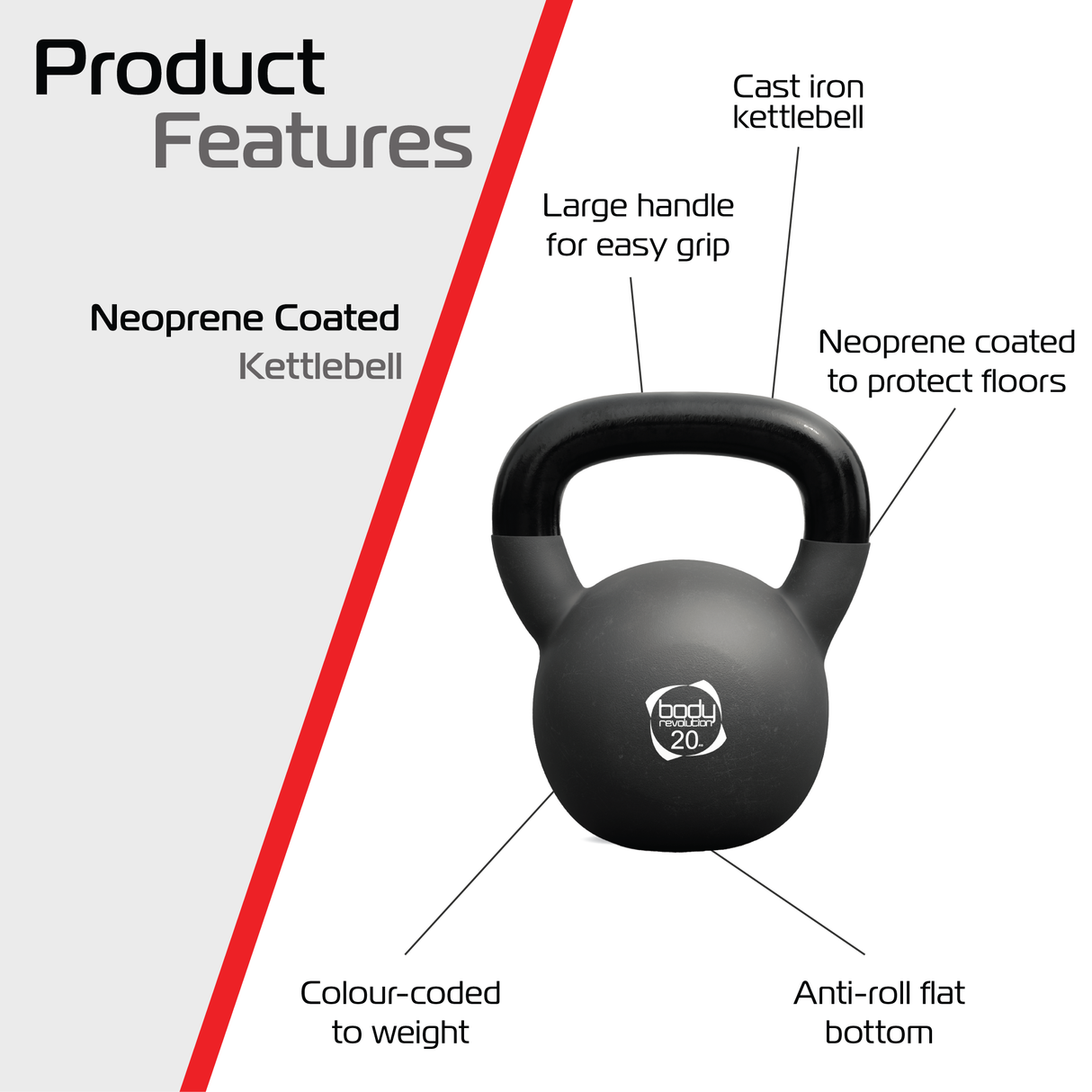 Pesa Rusa Kettlebell de Neopreno Body Revolution - 20kg