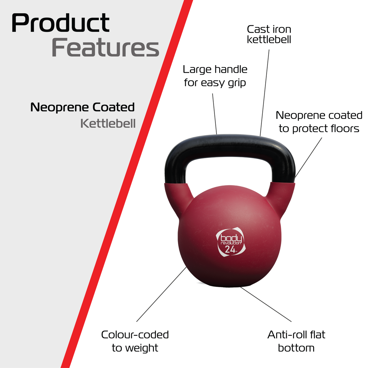 Pesa Rusa Kettlebell de Neopreno Body Revolution - 24kg