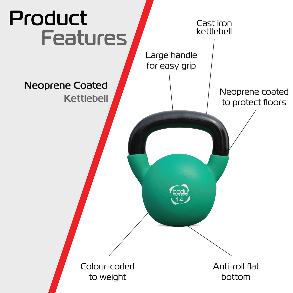 Pesa Rusa Kettlebell de Neopreno Body Revolution - 14kg