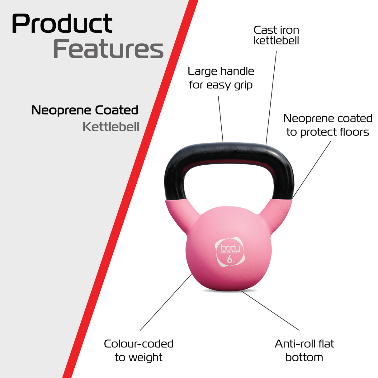 Pesa Rusa Kettlebell de Neopreno Body Revolution - 6kg