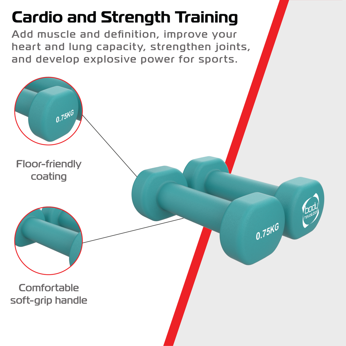 2x Mancuernas de neopreno de 0,75 kg
