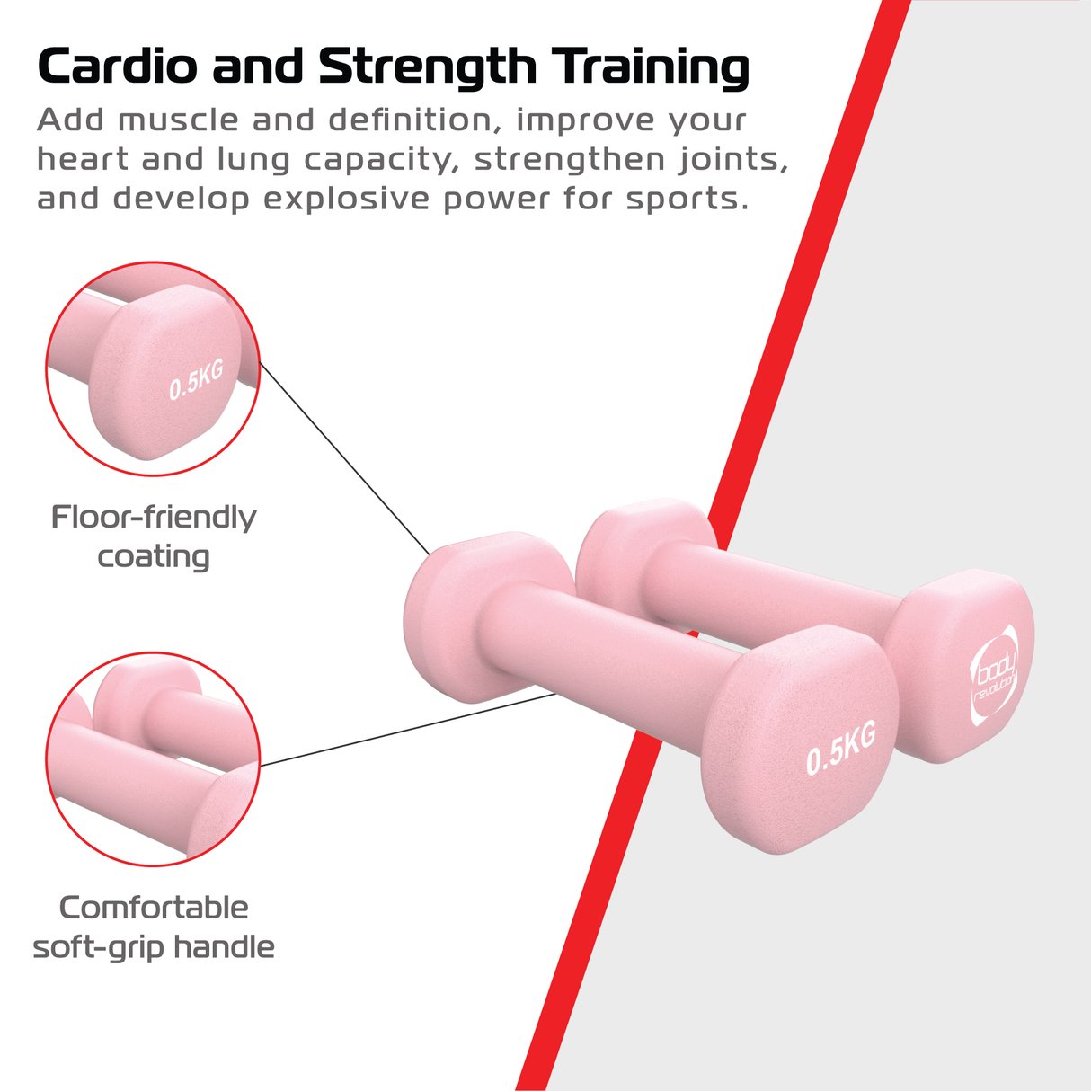 2 Mancuernas de Neopreno de 0,5 kg