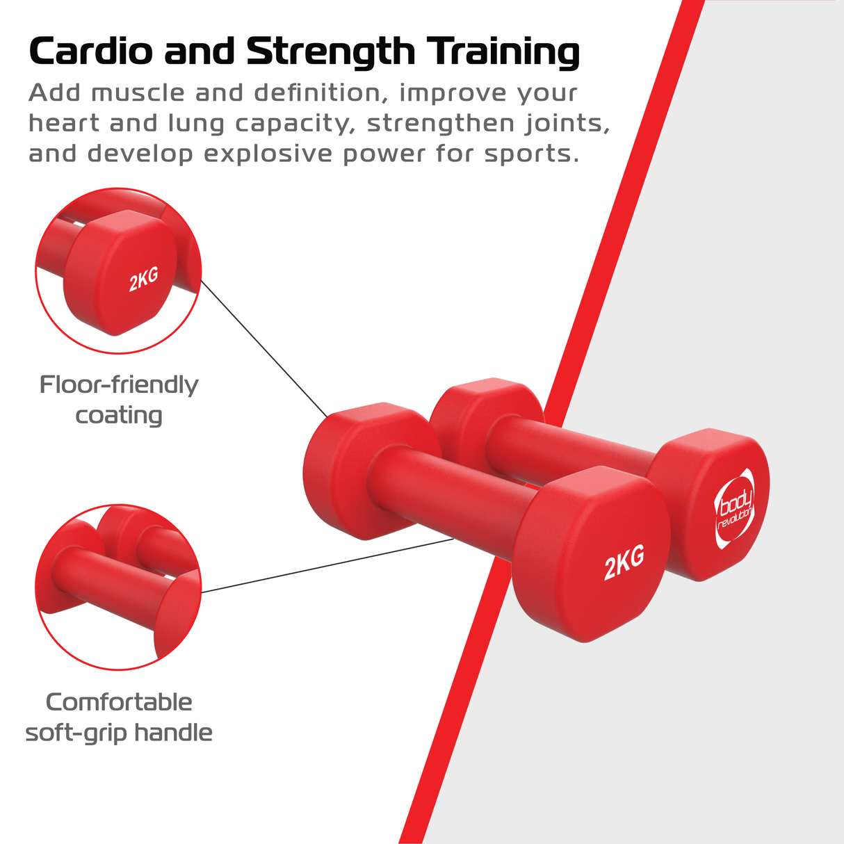 2x Mancuernas de neopreno de 2 kg