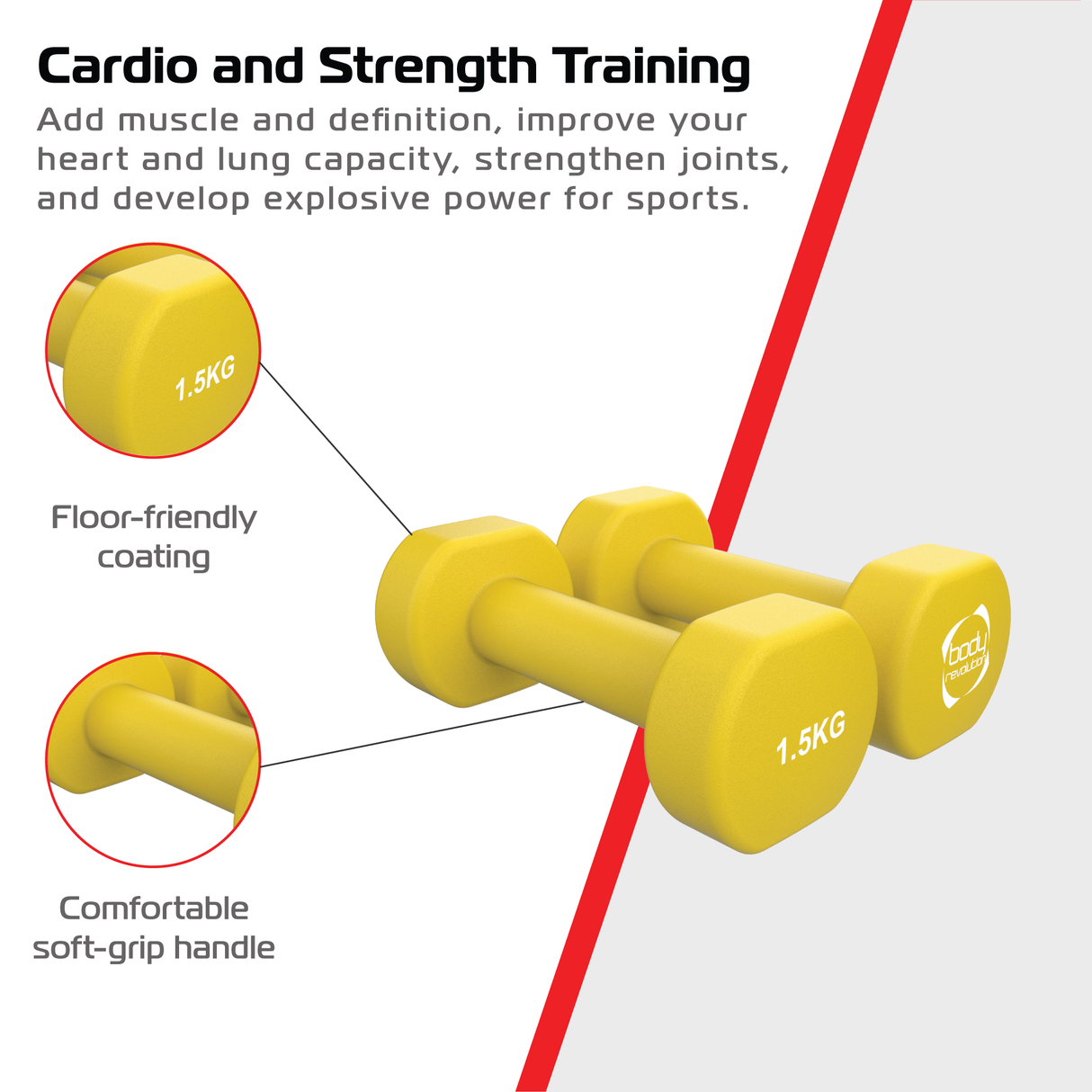 2x Mancuernas de neopreno de 1,5 kg