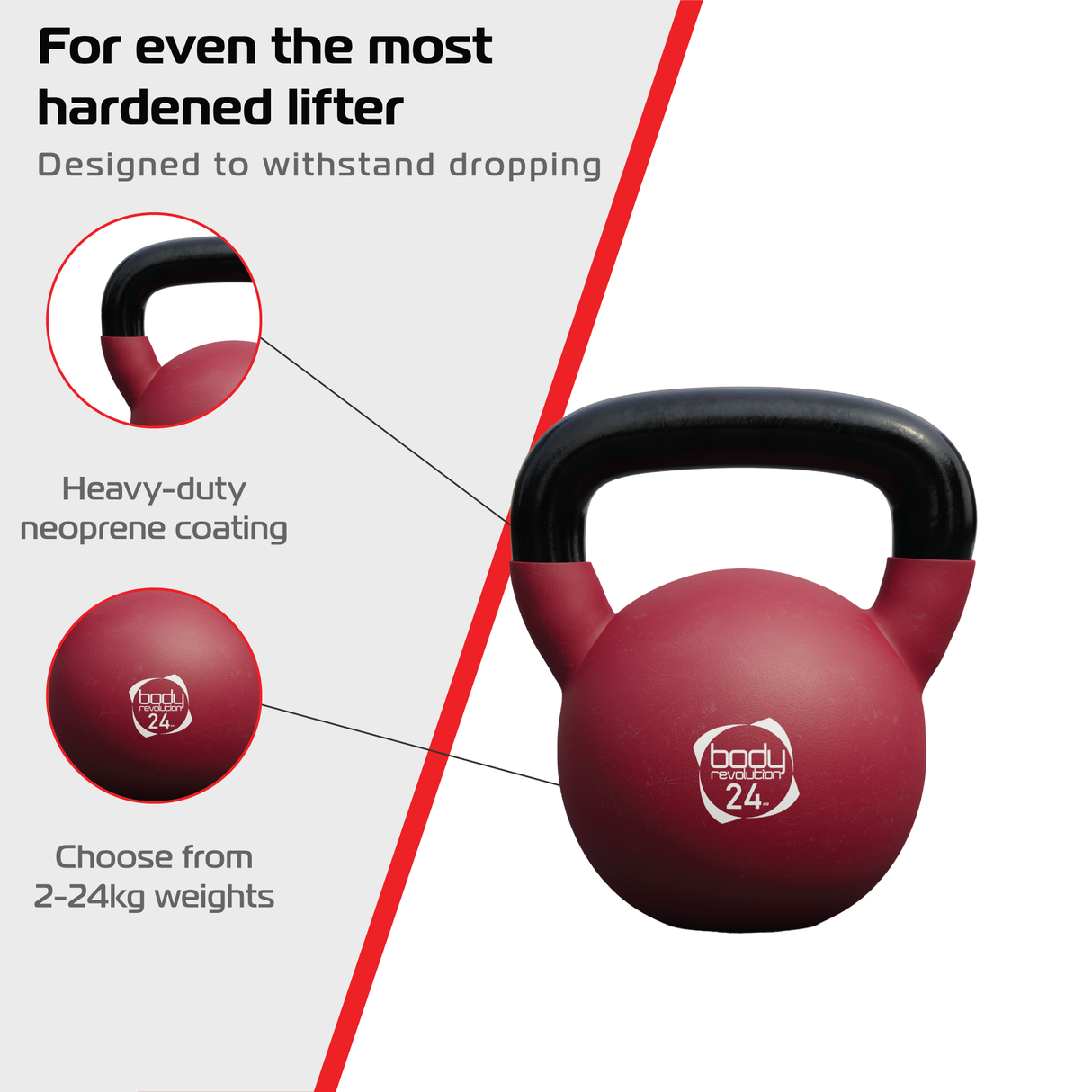 Pesa Rusa Kettlebell de Neopreno Body Revolution - 24kg