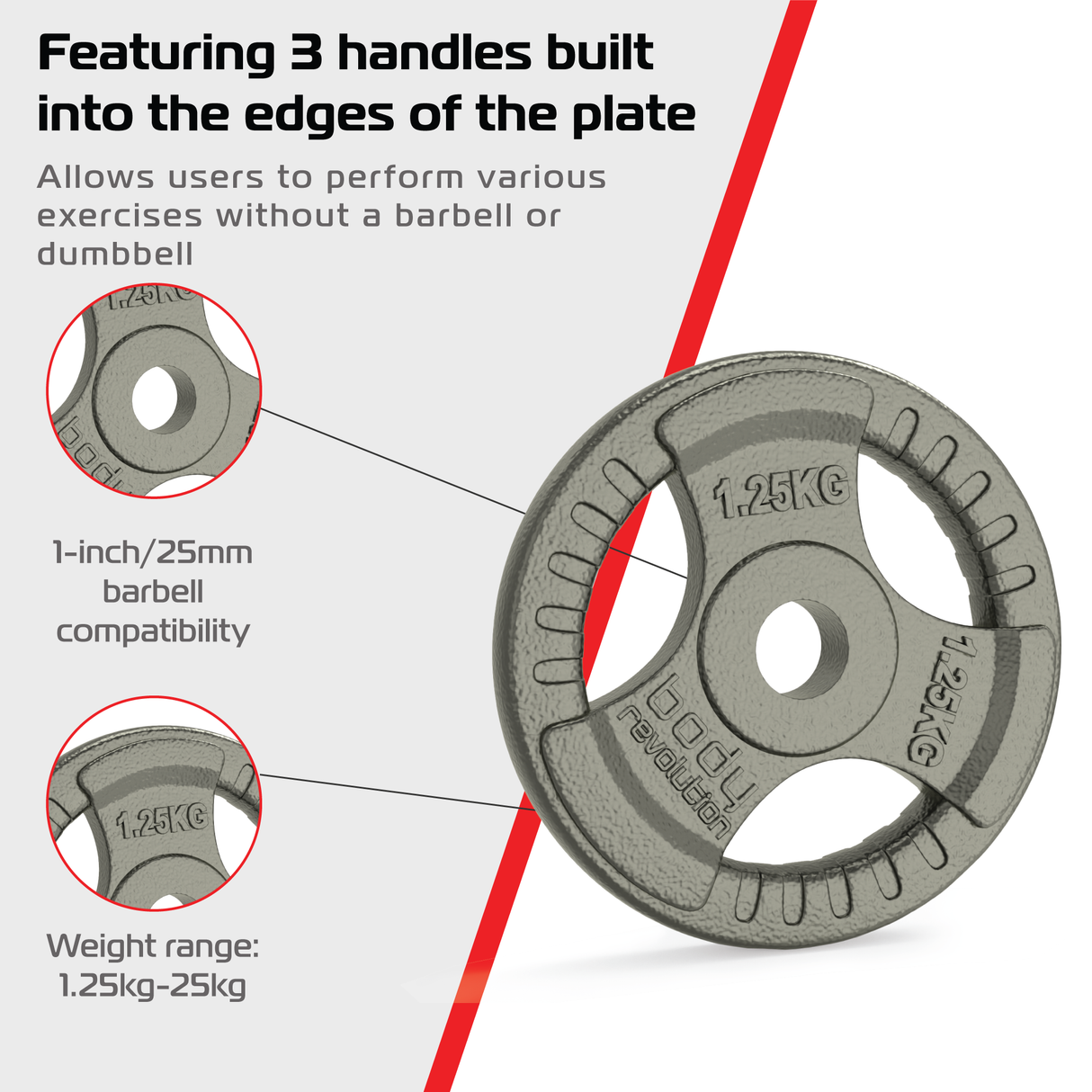 2x Placas de Pesas Disco con Agarre - 1,25Kg